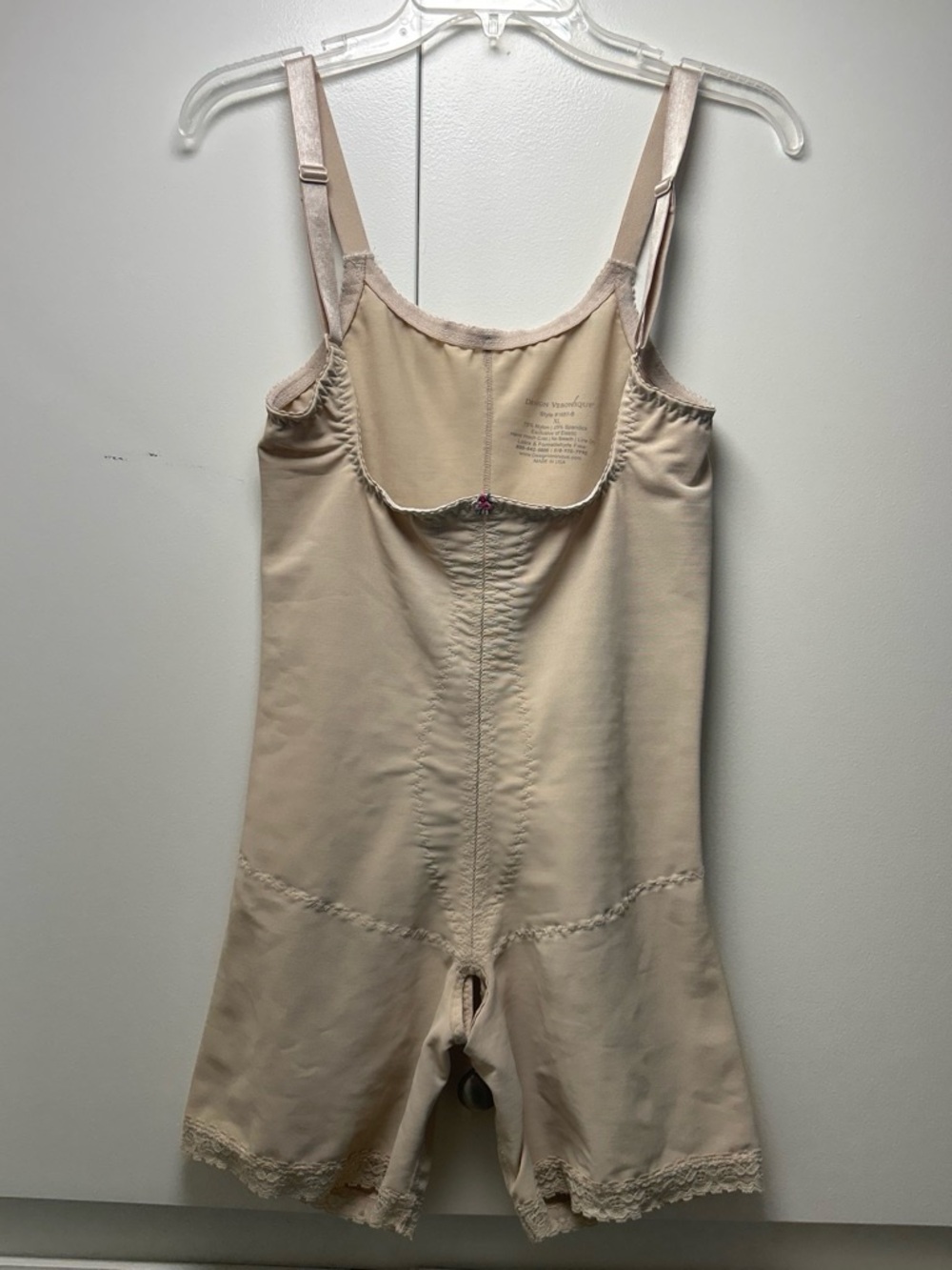 Pearl Nude Full-Body Shapewear Romper with Lace Trim